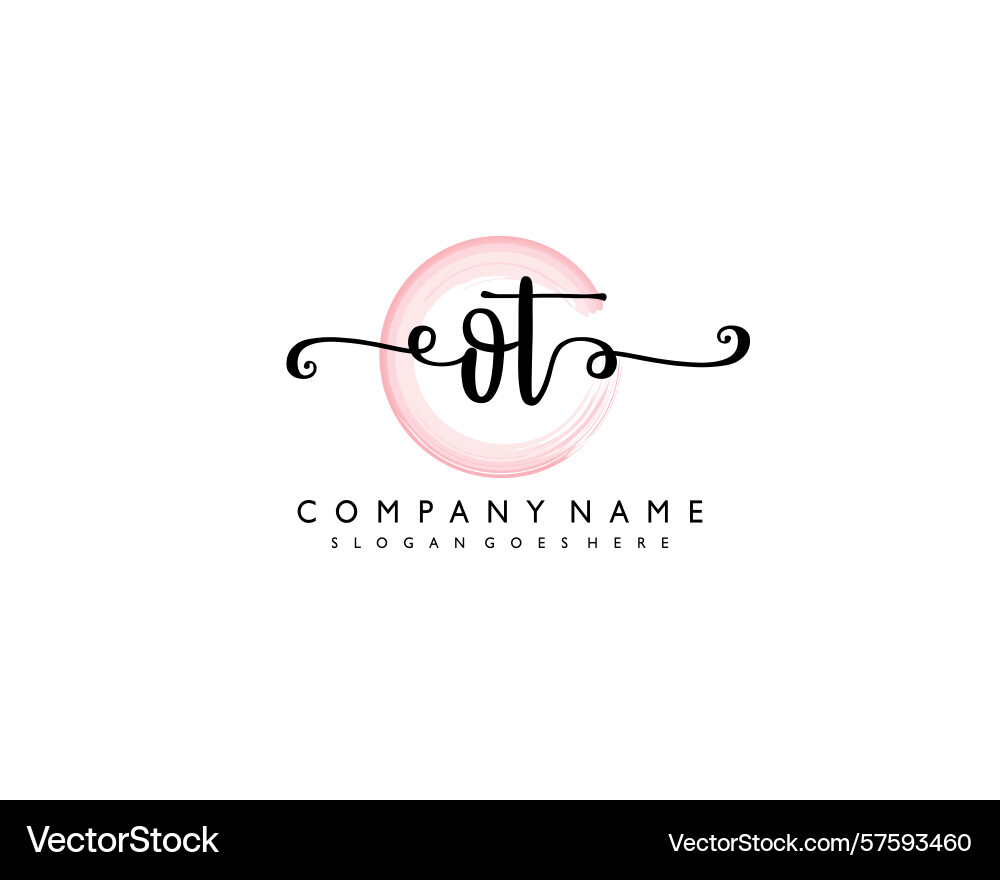 Ot initial handwriting logo design collection Vector Image