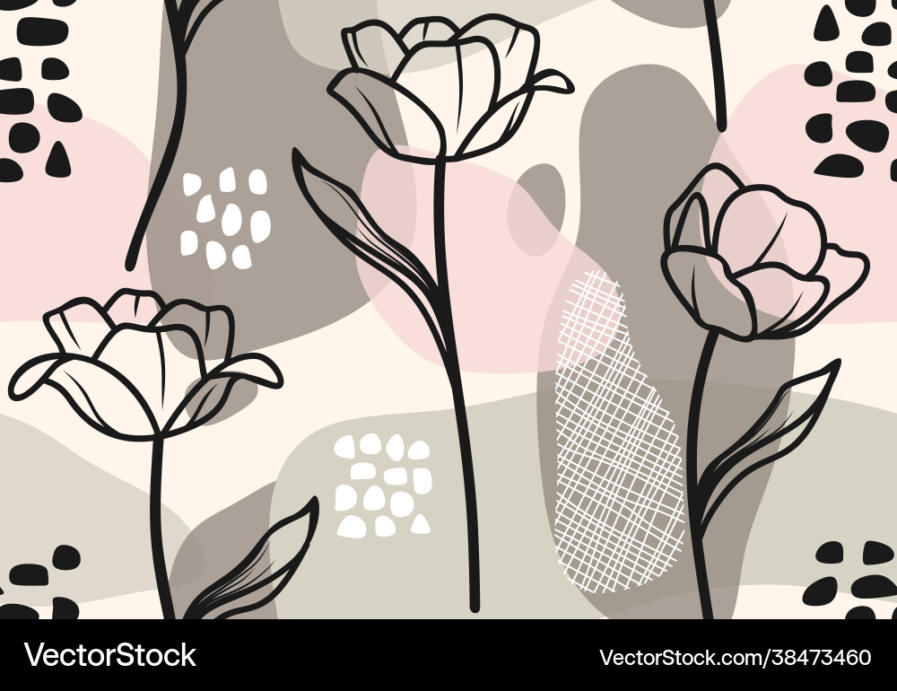 Seamless pattern with abstract leave and flower Seamless pattern with abstract leave and flower vector image