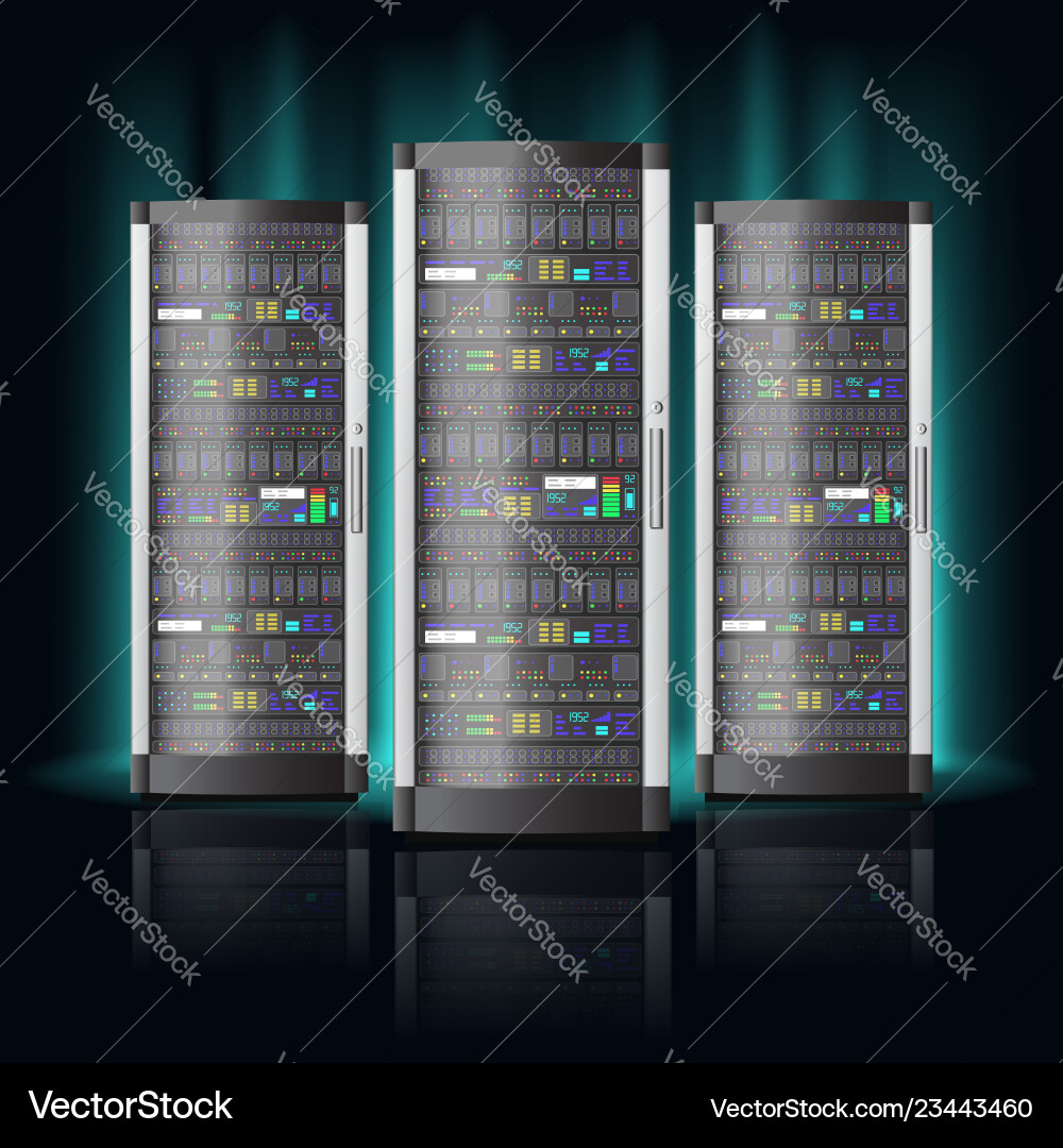 Server room hosting data center cloud database Server room hosting data center cloud database vector image