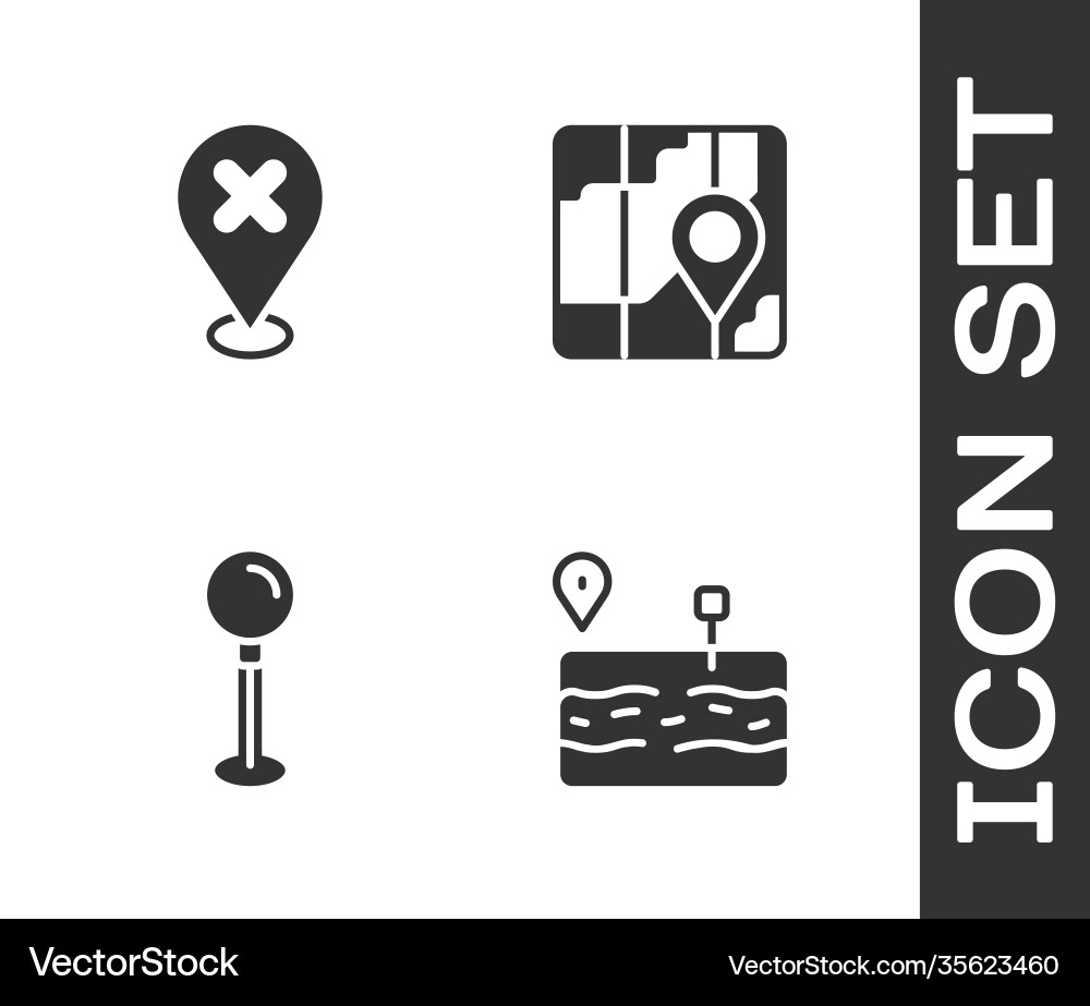 Set broken road location with cross mark push Set broken road location with cross mark push vector image