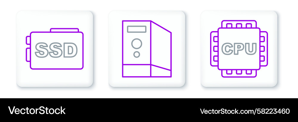 Set line processor with cpu ssd card and case Set line processor with cpu ssd card and case Vector Image