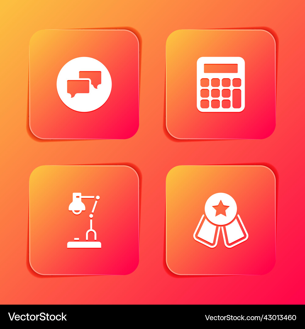 Set speech bubble chat calculator table lamp Set speech bubble chat calculator table lamp Vector Image