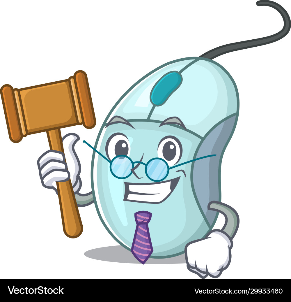 Smart judge computer mouse in mascot cartoon Vector Image