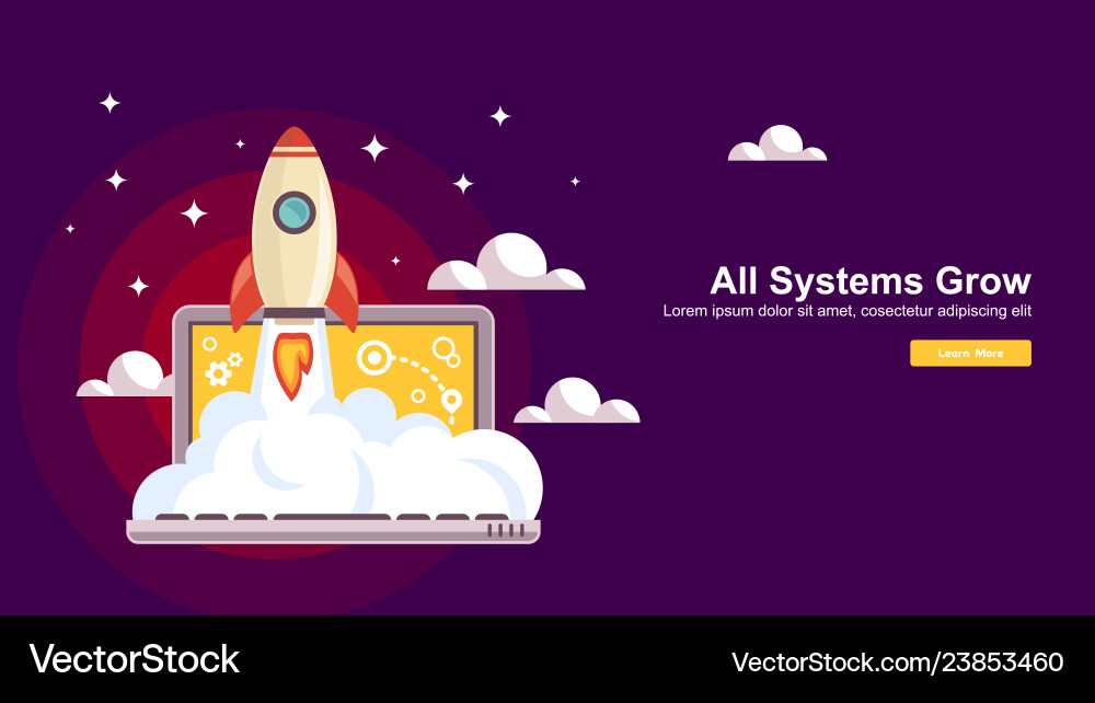 Start up simple rocket web design responsive vector image