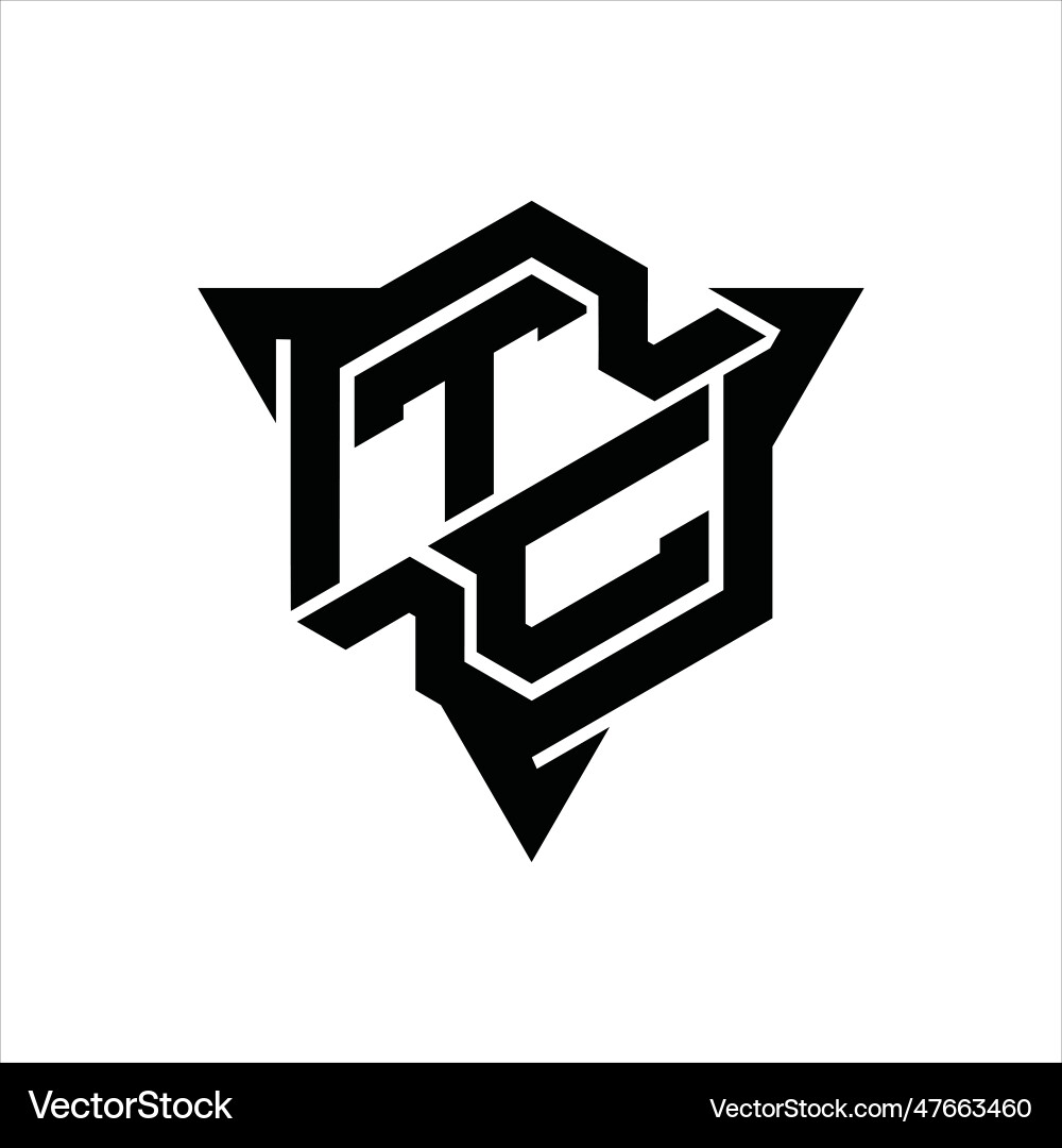 Tc logo monogram hexagon shape with triangle Tc logo monogram hexagon shape with triangle Vector Image