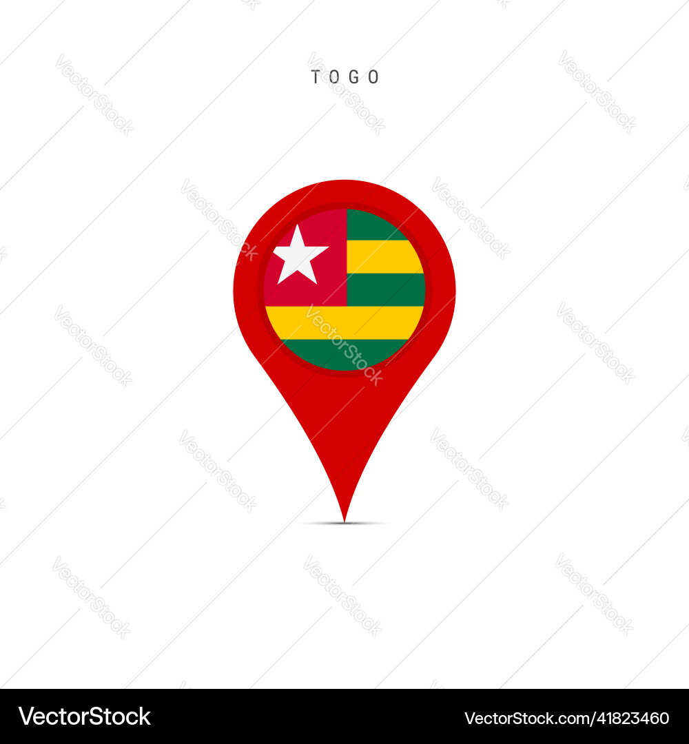 Teardrop map marker with flag of togo flat Teardrop map marker with flag of togo flat vector image