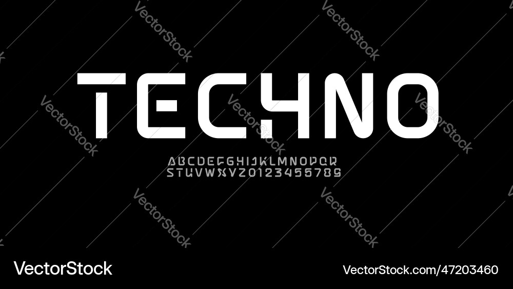 Tech Digital Font - ABC 0-9 vector image