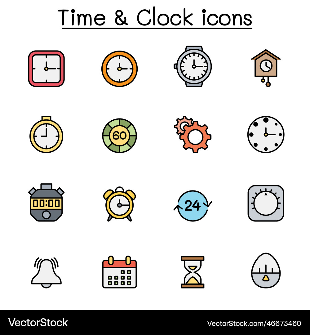 Time clock color line icon set Time clock color line icon set vector image