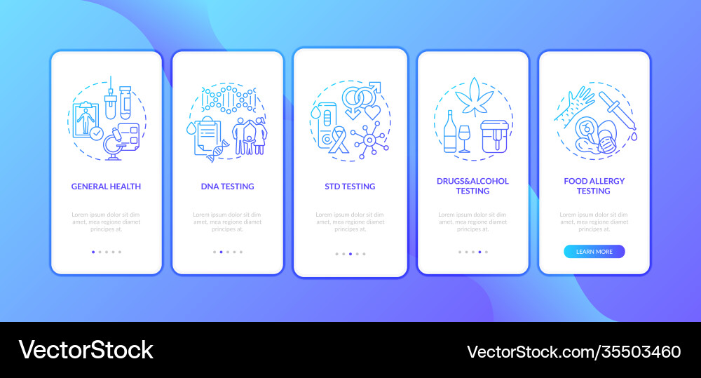 Top testing categories onboarding mobile app page Top testing categories onboarding mobile app page vector image
