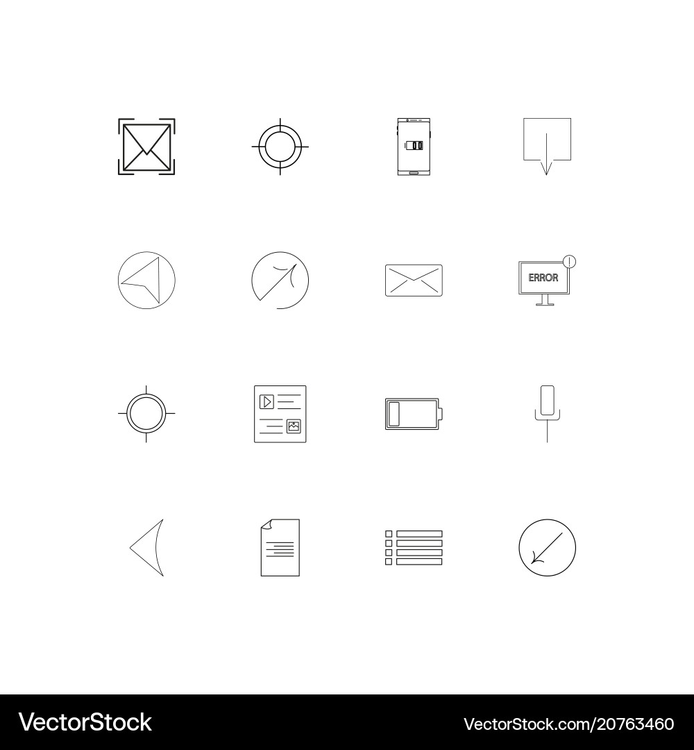 Web applications linear thin icons set outlined vector image