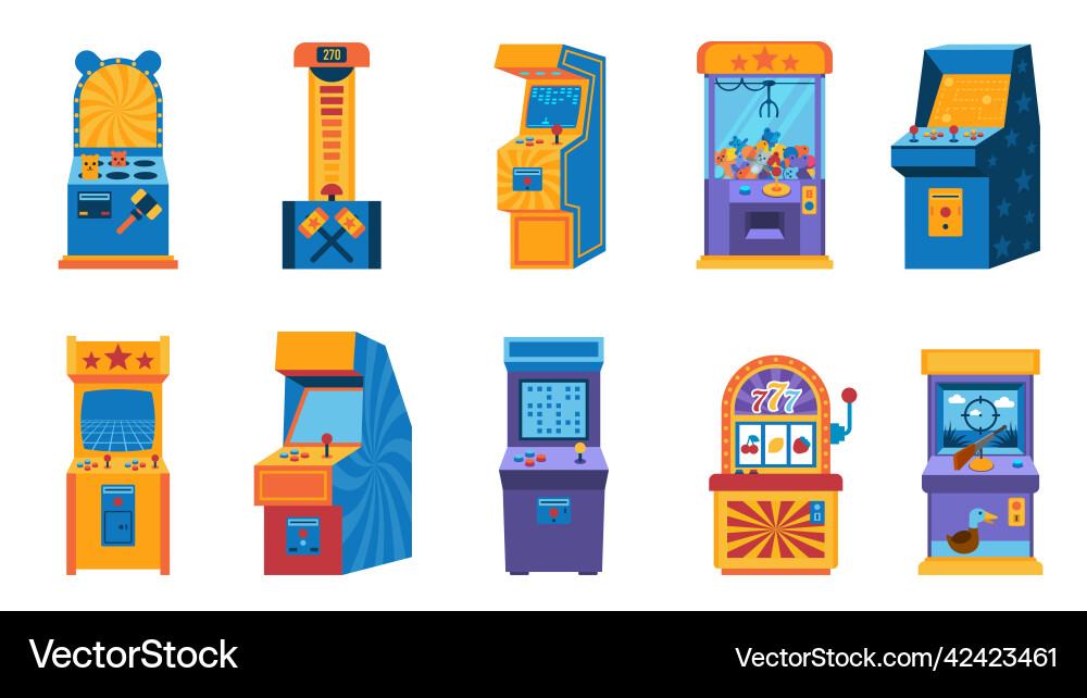 Arcade game computer retro gaming 80s machine vector image