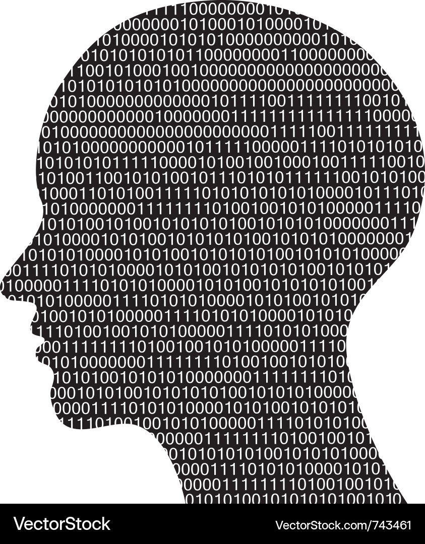 Binary Code Head Silhouette vector image