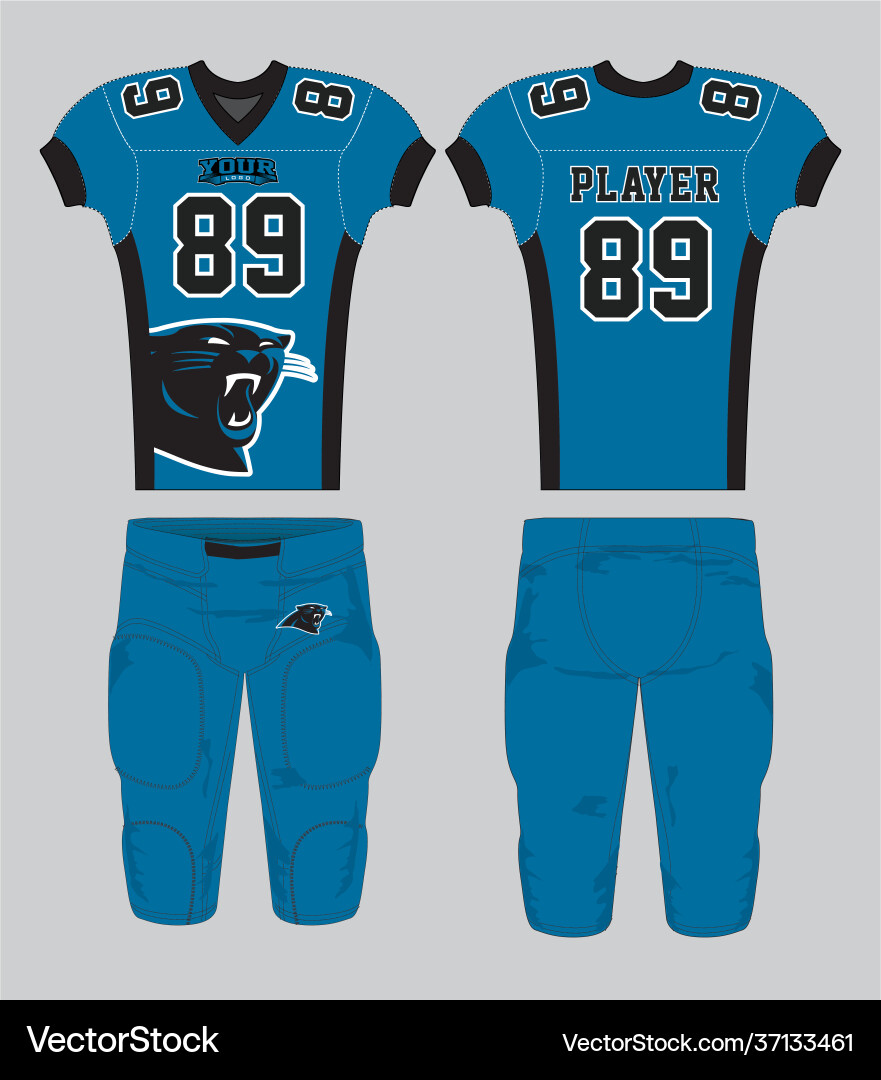 Blue black panther mascot american football jersey Blue black panther mascot american football jersey vector image