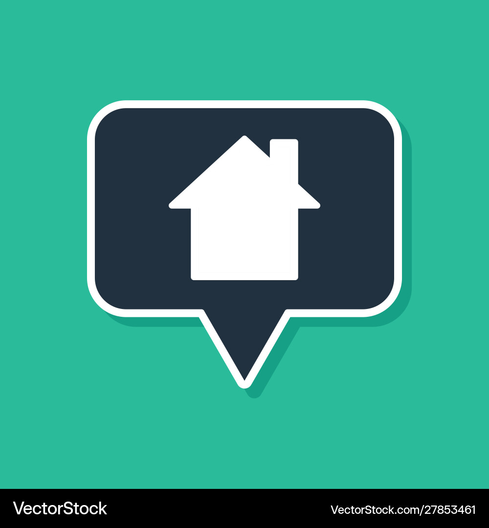 Blue map pointer with house icon isolated on green Blue map pointer with house icon isolated on green vector image