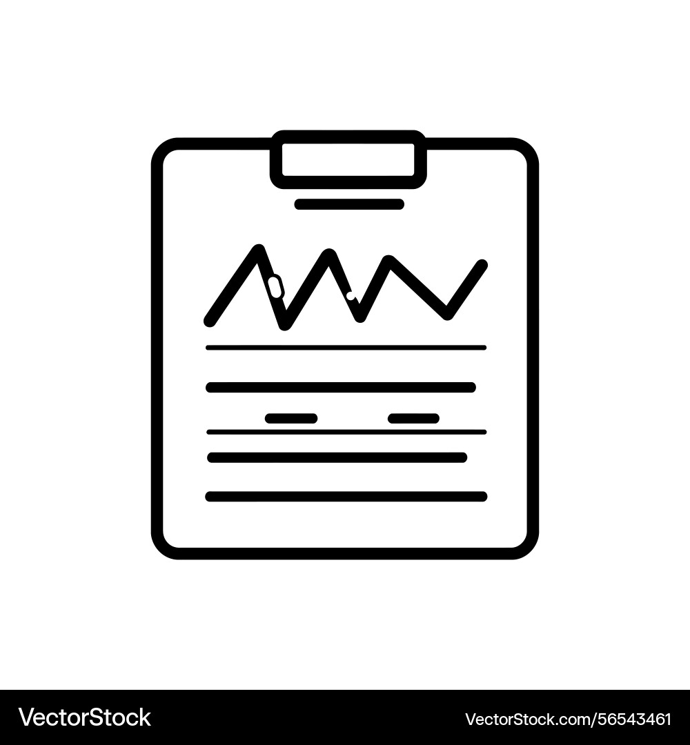 Clipboard with graph and text outline style icon vector image