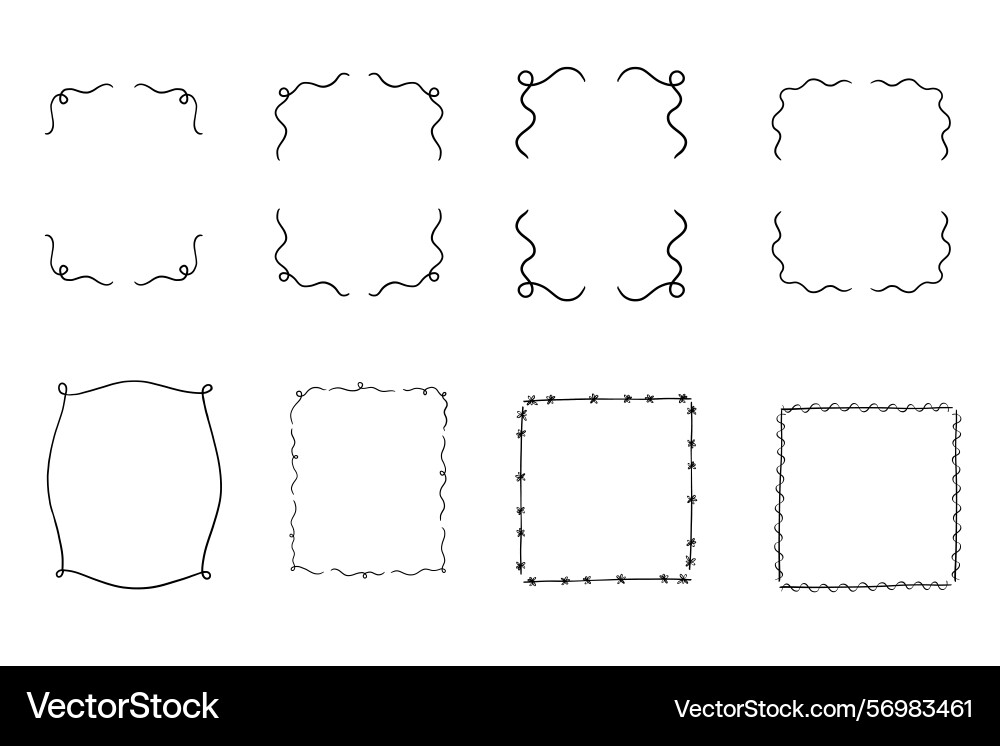 Doodle frame border set with abstract square Doodle frame border set with abstract square vector image