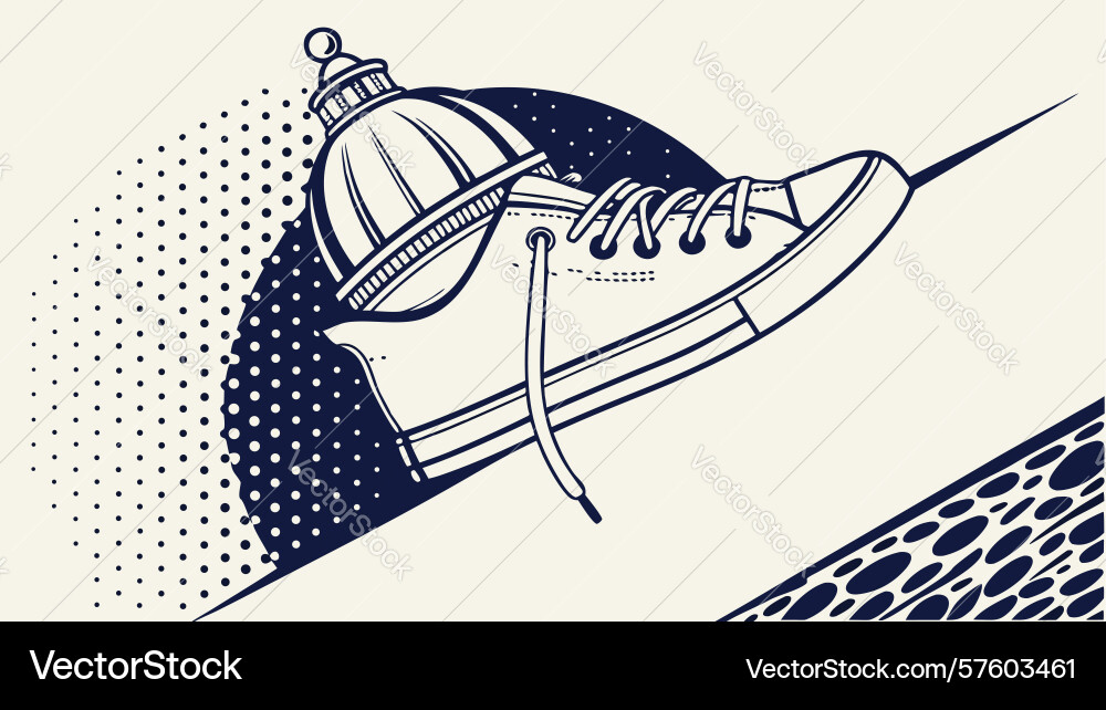Dynamic running shoe with abstract splash vector image
