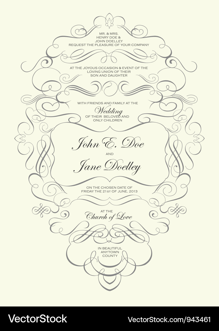 Elegant Wedding Invitation Template vector image