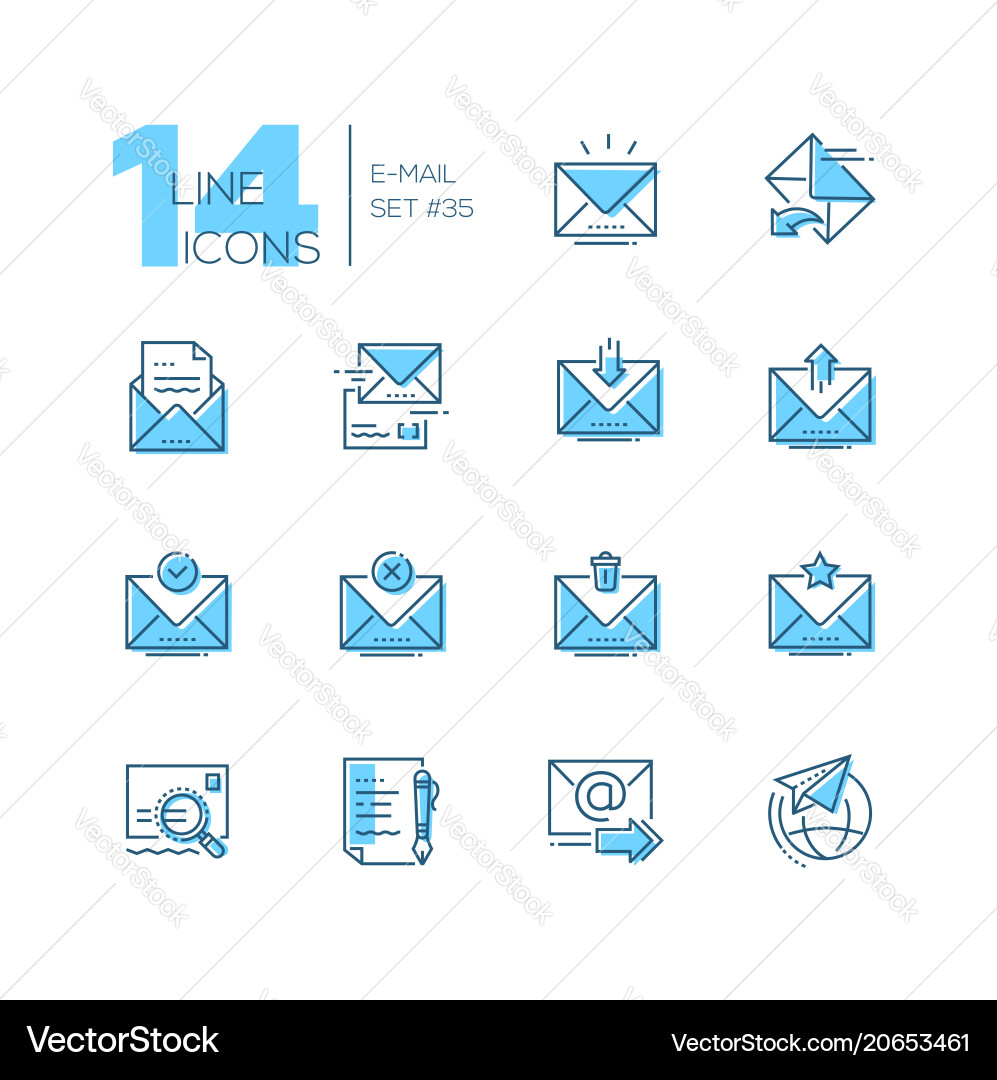 Email Line Icons - Communication Set vector image