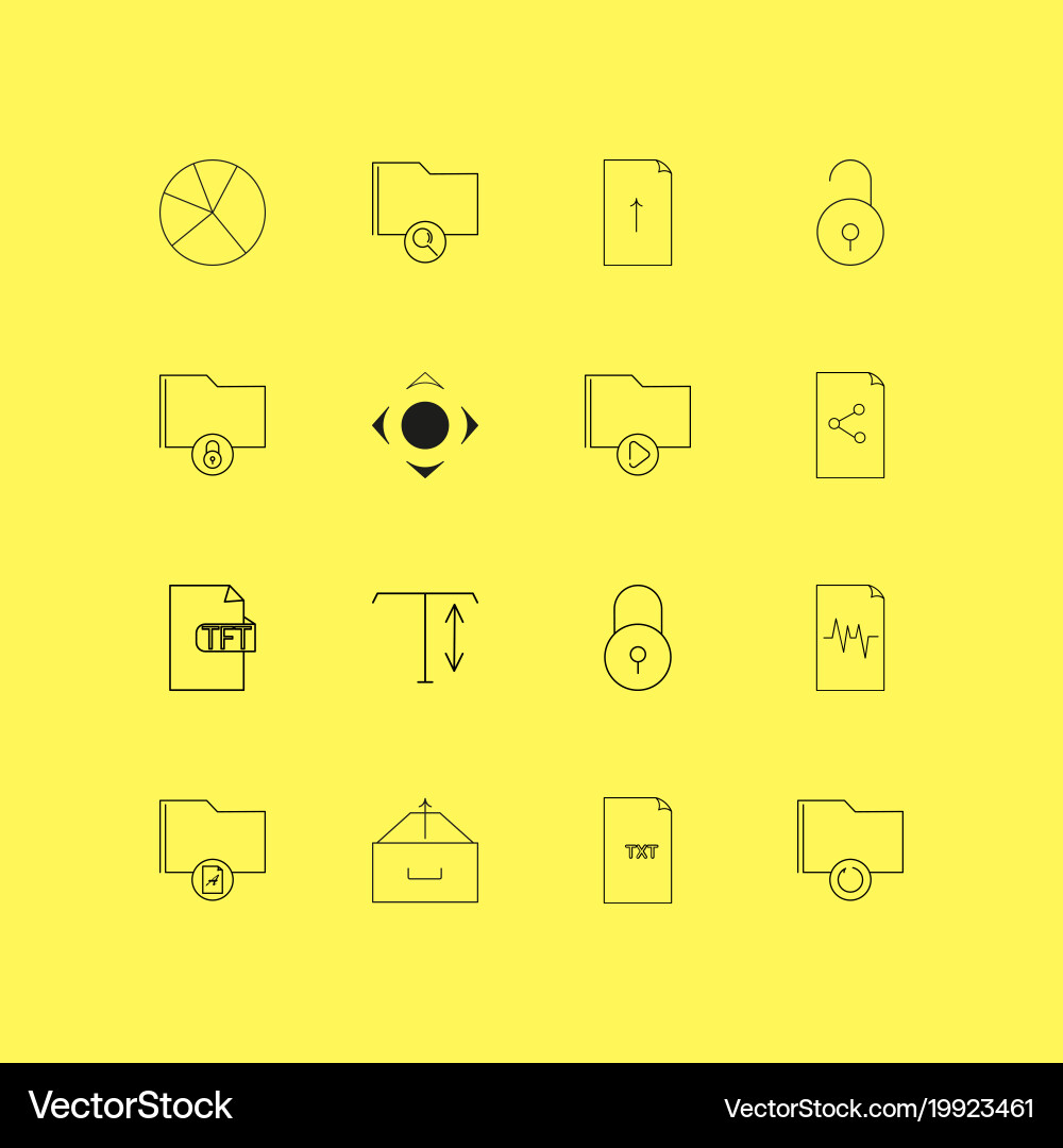 Files and folders linear icon set simple outline vector image