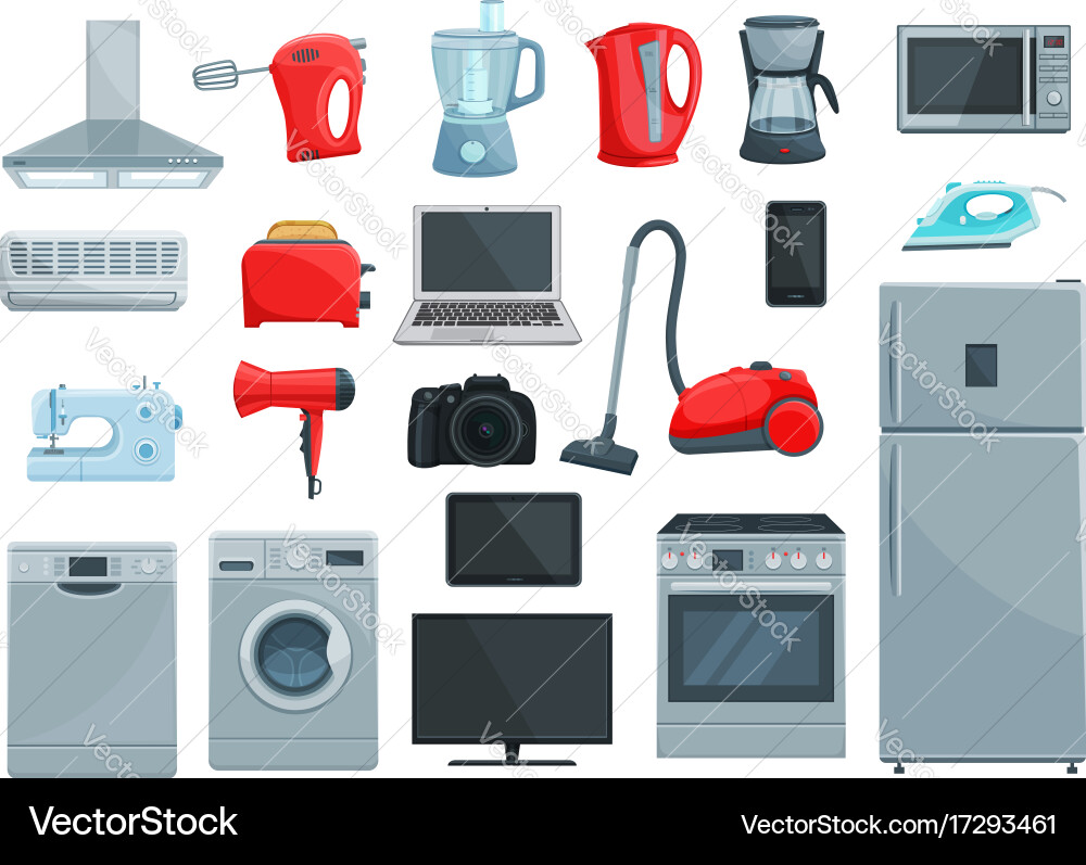 Home appliances and kitchenware icons vector image