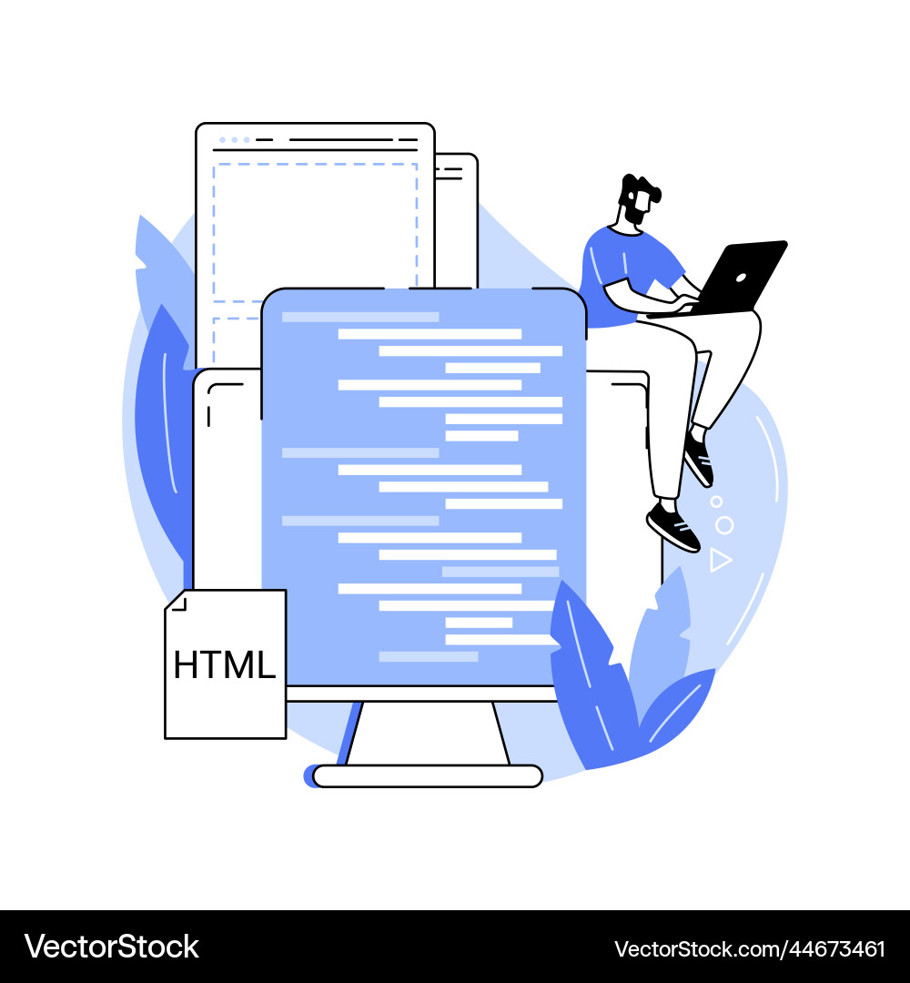 HTML Coding Cartoon Character Vector Image