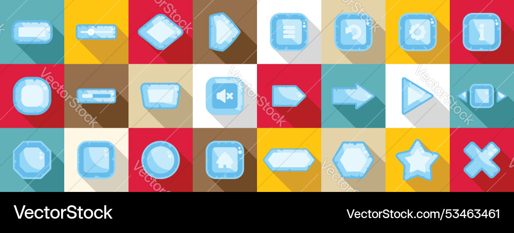 Ice blocks icons set of user interface Ice blocks icons set of user interface vector image