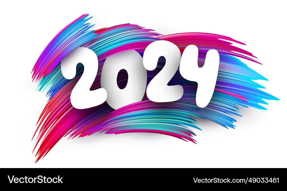 New year 2024 paper numbers for calendar header Vector Image