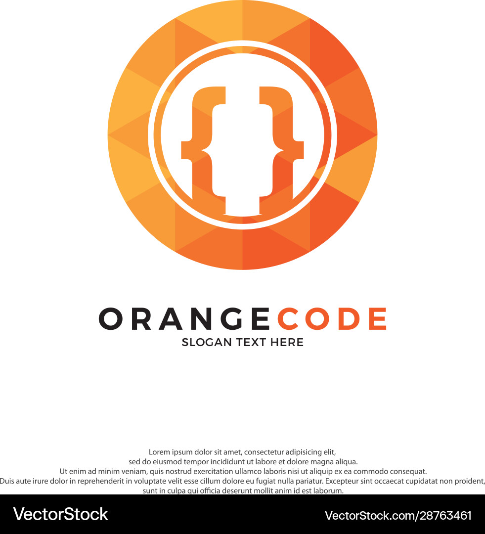 Orange abstract programming language logo design vector image