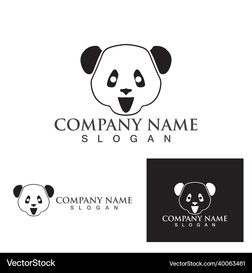 Panda Kopf schwarz und weiß Logo Panda Kopf schwarz und weiß Logo vektorbild