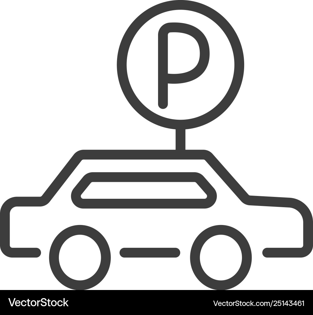 Parking Lot Icon - Simple Line Art Vector Image