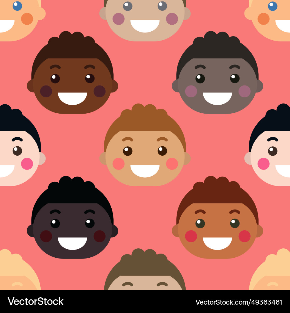 Seamless pattern with smiling children faces Seamless pattern with smiling children faces vector image