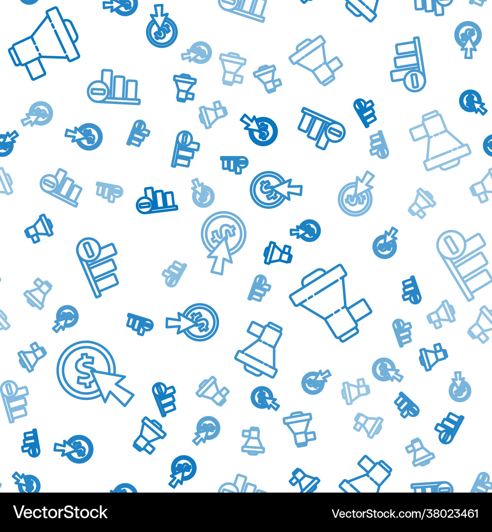 Set line cursor and coin megaphone pie chart Set line cursor and coin megaphone pie chart vector image
