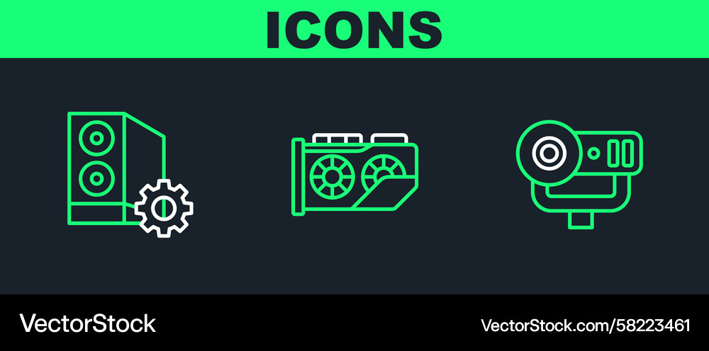 Set line web camera case of computer and video Set line web camera case of computer and video Vector Image
