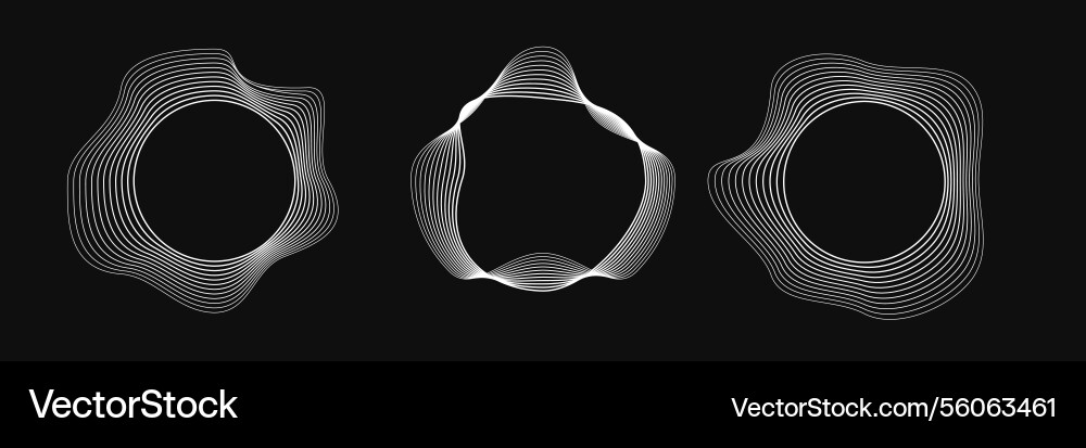 Set of round curved frames with dynamic wavy Set of round curved frames with dynamic wavy Vector Image