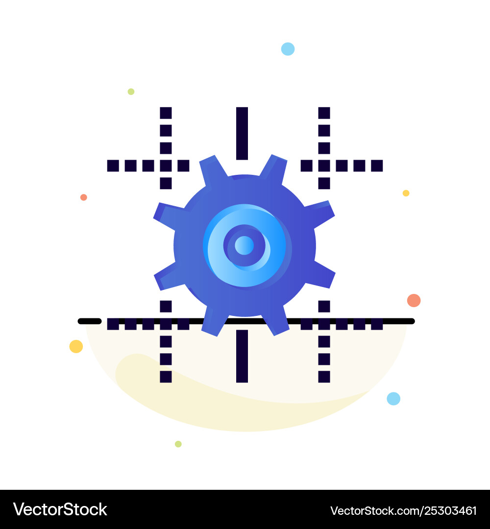 Setting gear computing line abstract flat color vector image
