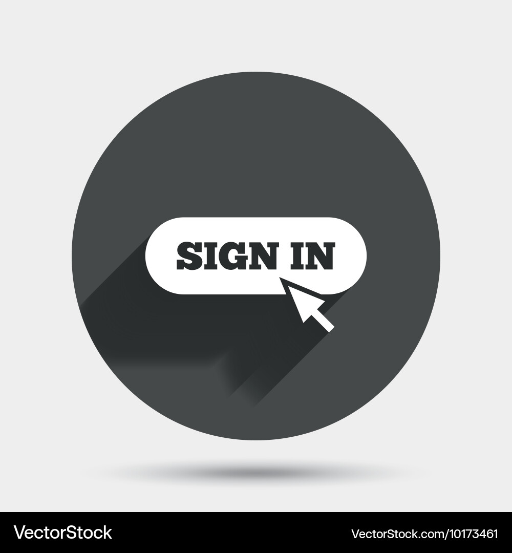 Sign in with cursor pointer icon login symbol vector image