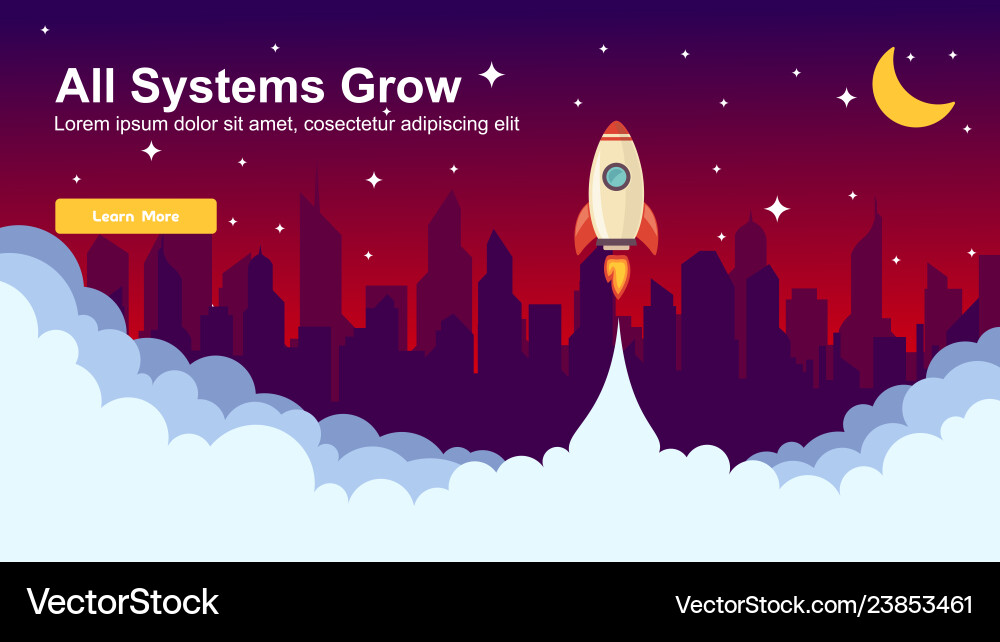 Start up simple rocket web design responsive vector image