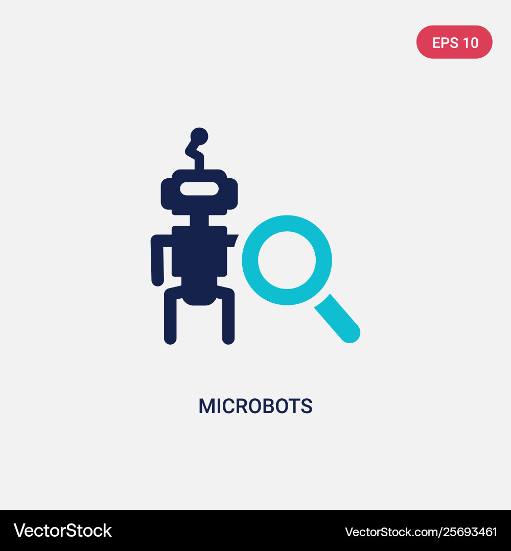 Two color microbots icon from artificial Two color microbots icon from artificial vector image
