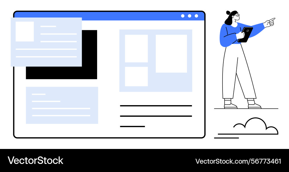 Web designer presenting wireframe layout Web designer presenting wireframe layout vector image