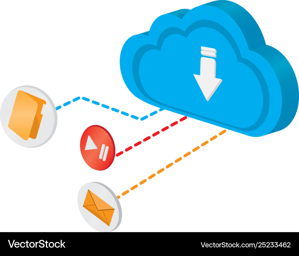 3d cloud computing icon with different buttons 3d cloud computing icon with different buttons vector image