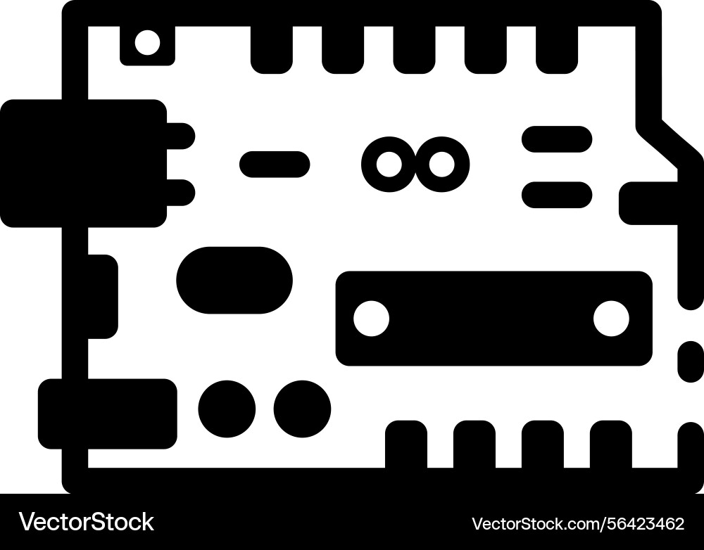 A glyph style icon of an arduino chip Vector Image