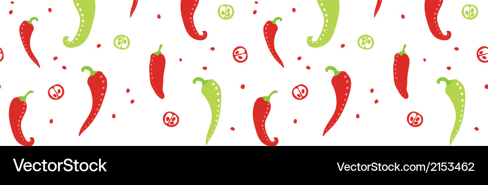 Chili peppers red and green horizontal seamless Vector Image