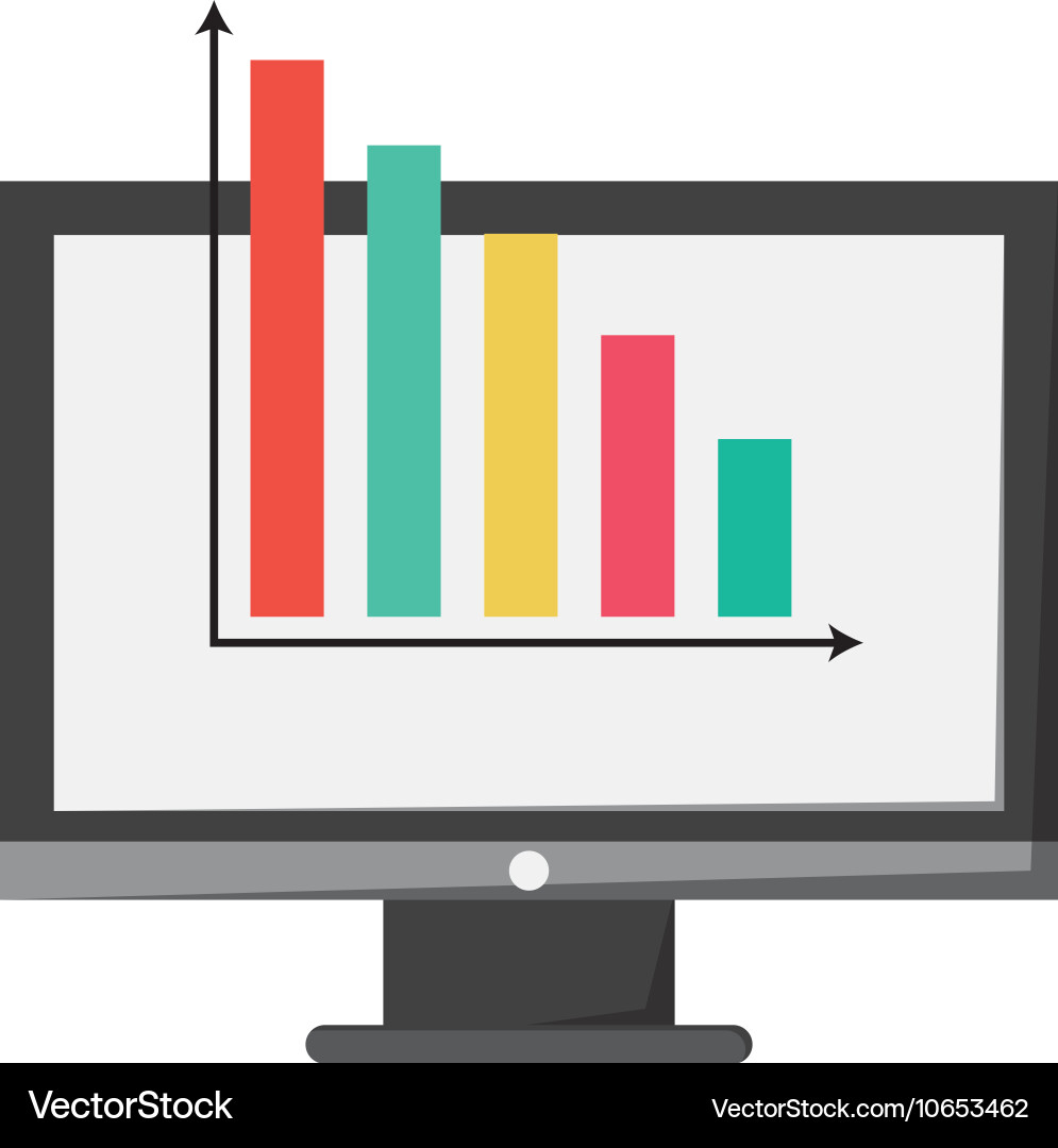 Computer monitor and bar graph icon vector image