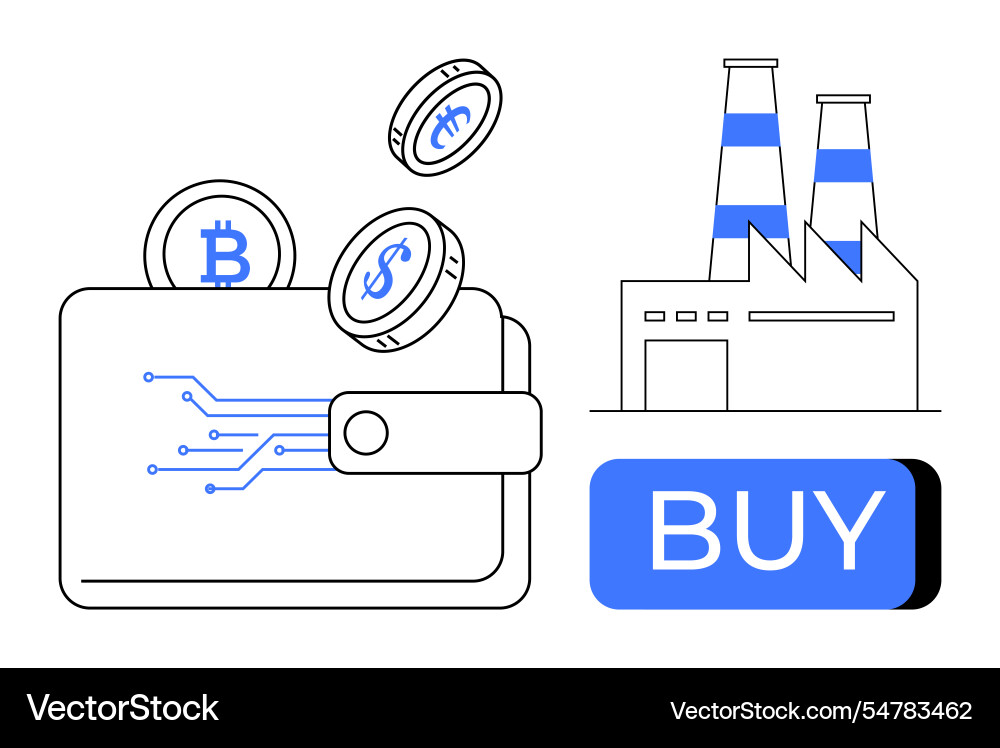 Digital wallet with cryptocurrency coins next Vector Image
