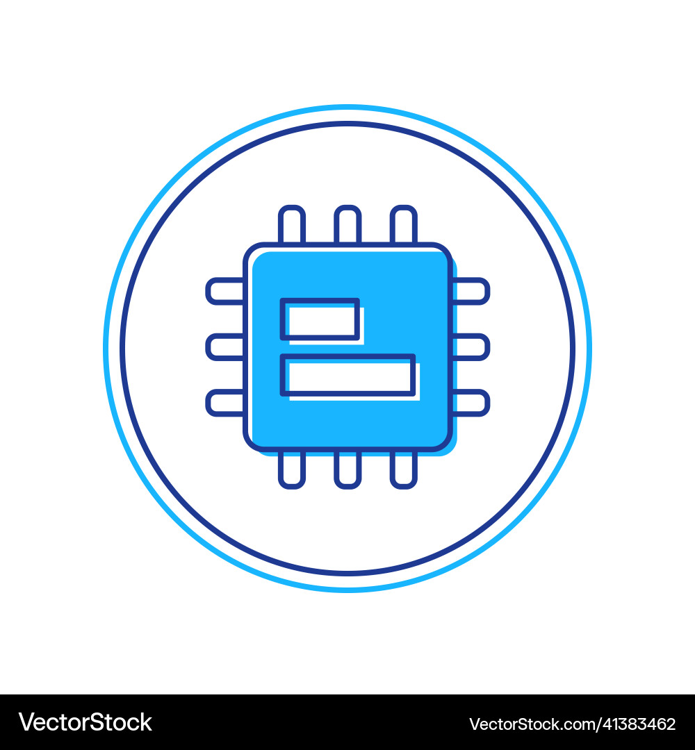 Filled outline computer processor Filled outline computer processor vector image