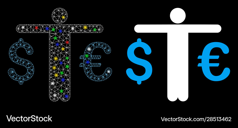 Flare mesh wire frame currency trader icon Flare mesh wire frame currency trader icon Vector Image