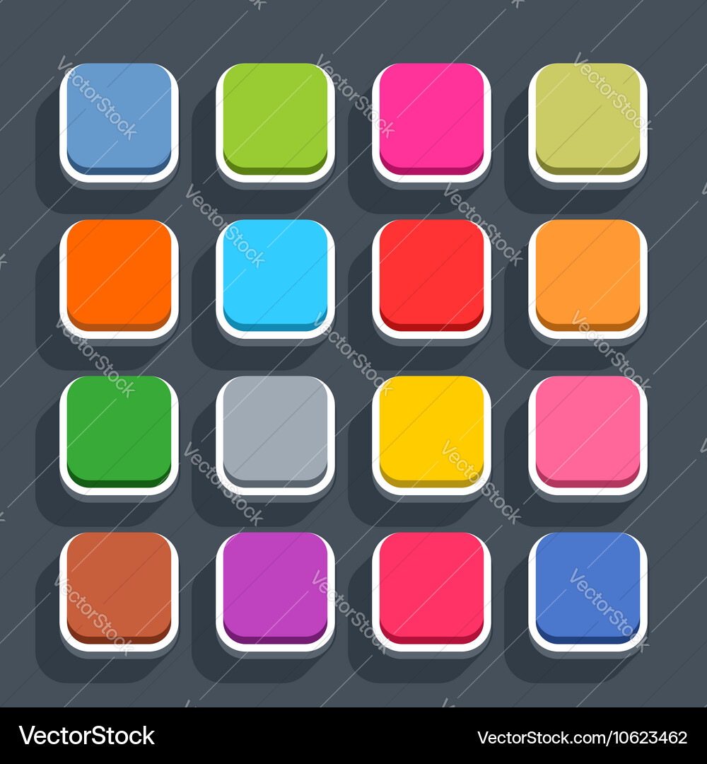 Flat blank web button square icon with shadow Vector Image