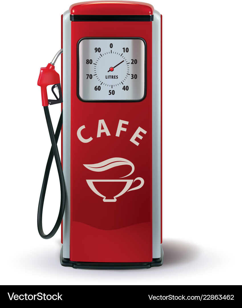 Gas pump with coffee dispenser metaphor Gas pump with coffee dispenser metaphor vector image