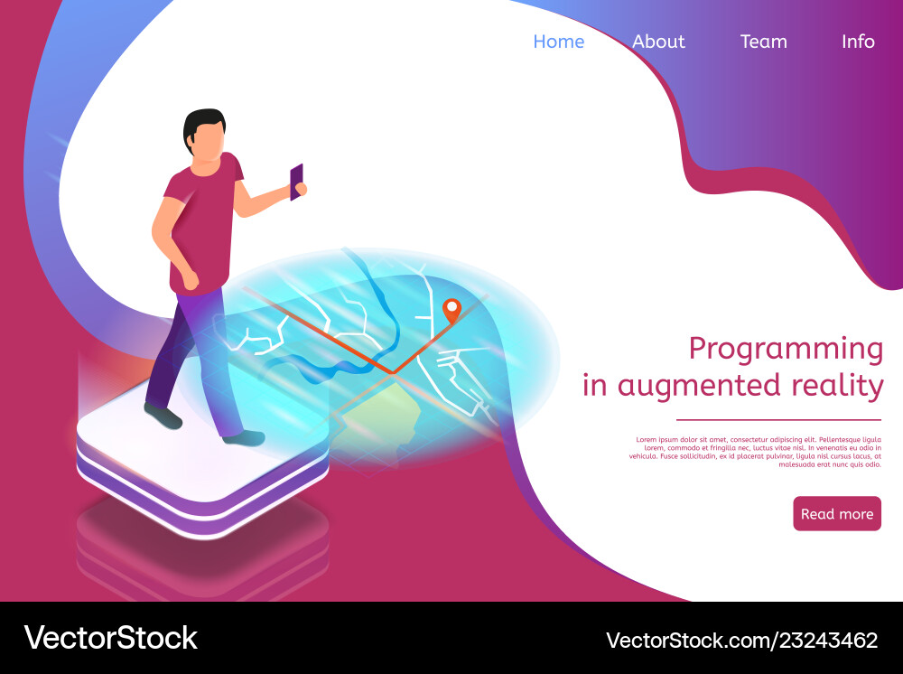 Isometric banner programming in augmented reality Isometric banner programming in augmented reality vector image